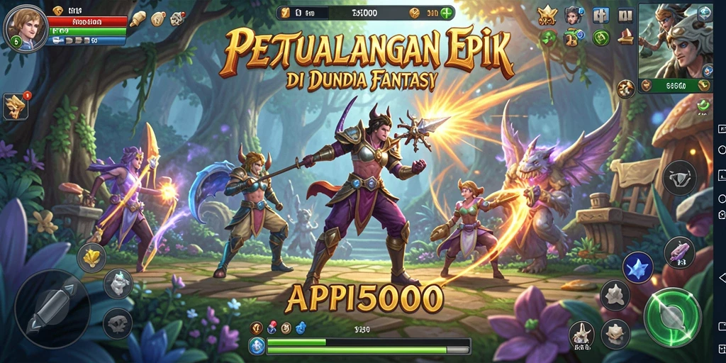 Tangkapan layar utama yang menunjukkan pertempuran seru dalam dunia RPG.