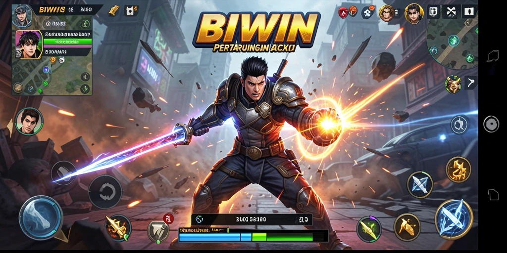 Tampilan seru dari gameplay <strong>BIWIN</strong> saat bertarung melawan musuh.