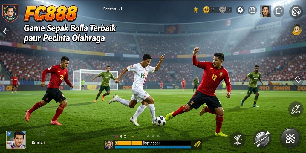 Tampilan gameplay mendebarkan dari pertandingan sepak bola di FC888.