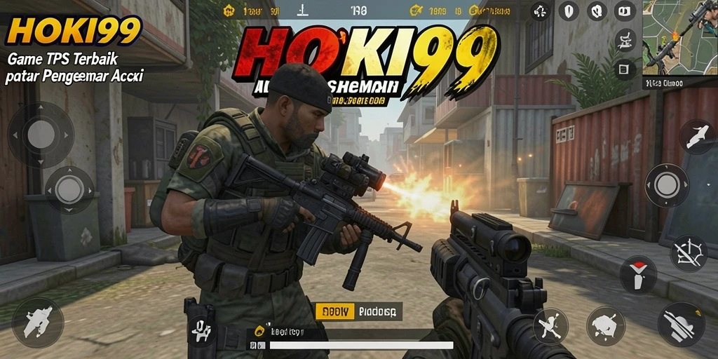 Tampilan gameplay aksi seru HOKI99, menampilkan pertempuran intens.