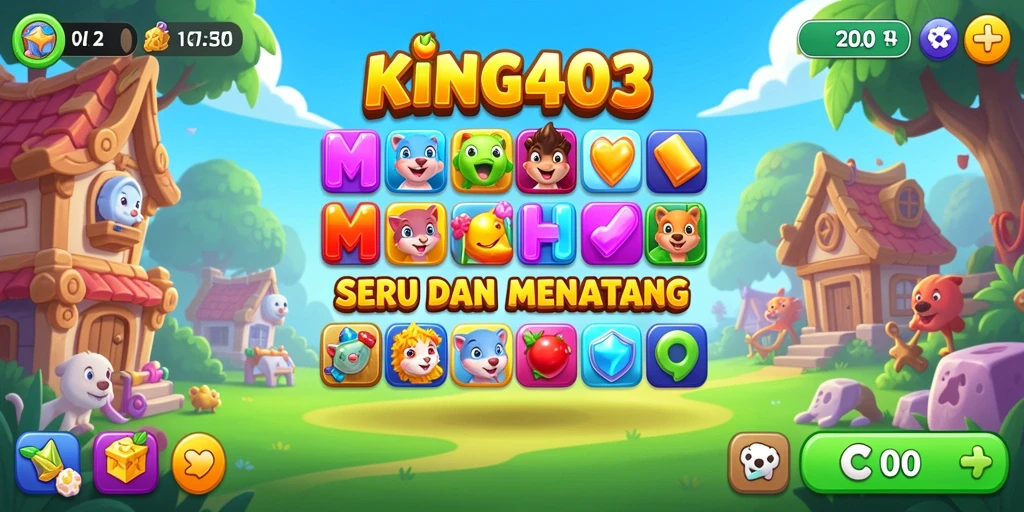 Screenshot gameplay KING403 menampilkan kombinasi elemen Match-3 yang memukau.