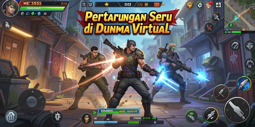 Screenshot gameplay <strong>ME355</strong> menunjukkan pertarungan intens dan aksi yang mendebarkan.