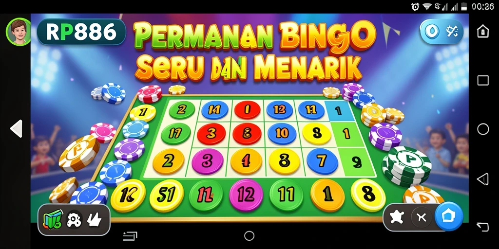 Screenshot utama RP886 menampilkan gameplay Bingo yang seru.