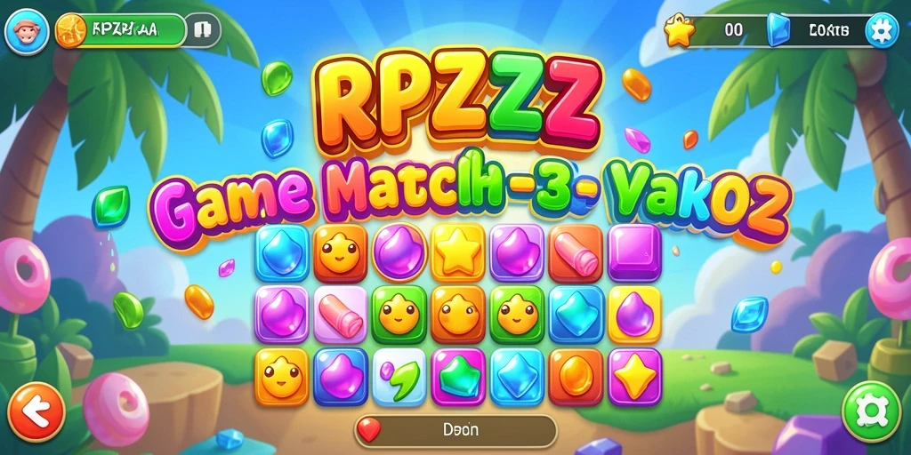 Tampilan menarik dari gameplay RPZZZ dengan kombinasi permata.
